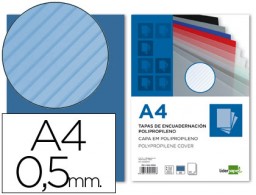 CJ100 tapas encuadernación PP rayado azul A-4 0,5 mm. Liderpapel